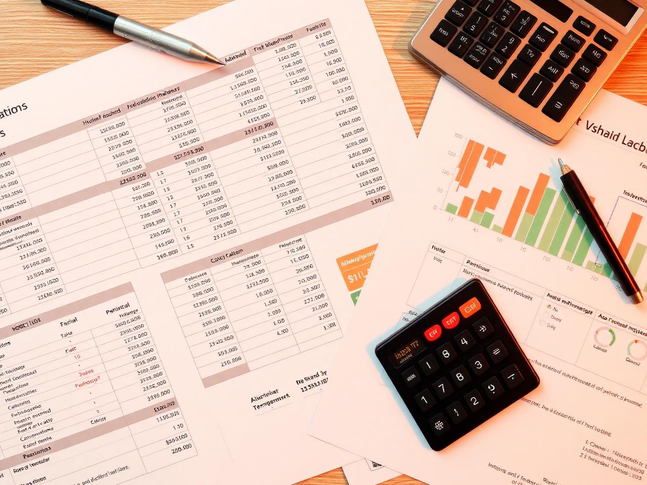 Liquidation analysis and financial projections on a desk