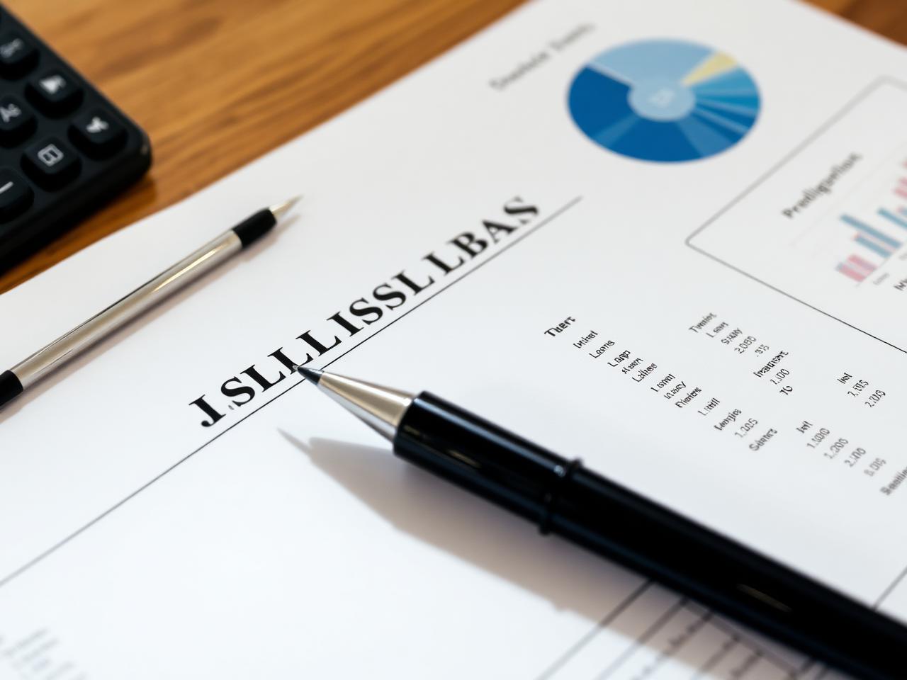 Disclosure statement with financial charts and a pen