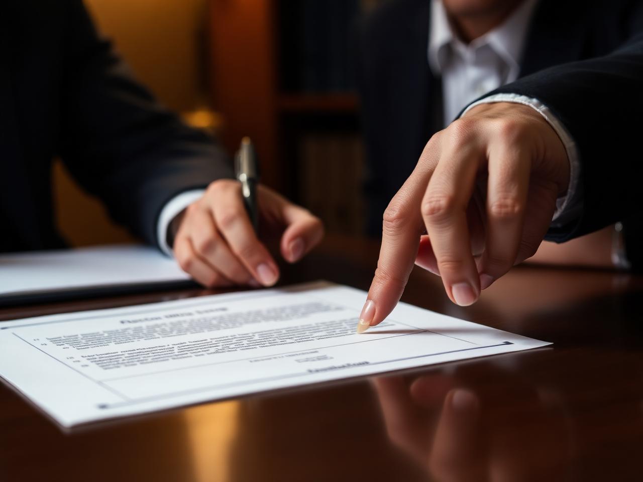 Client preparing to sign acknowledgment paperwork