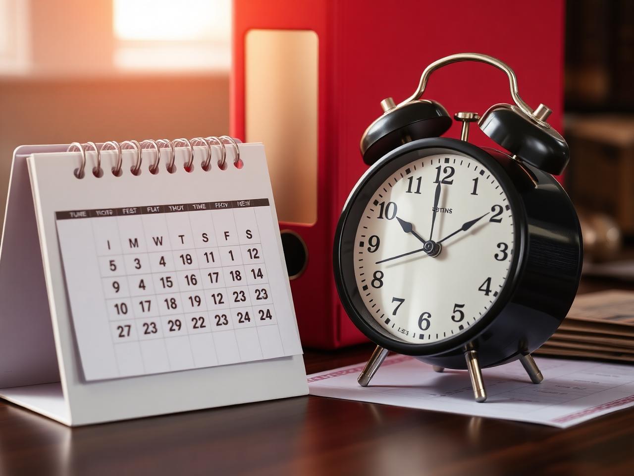 Calendar and clock representing timing of a bankruptcy filing