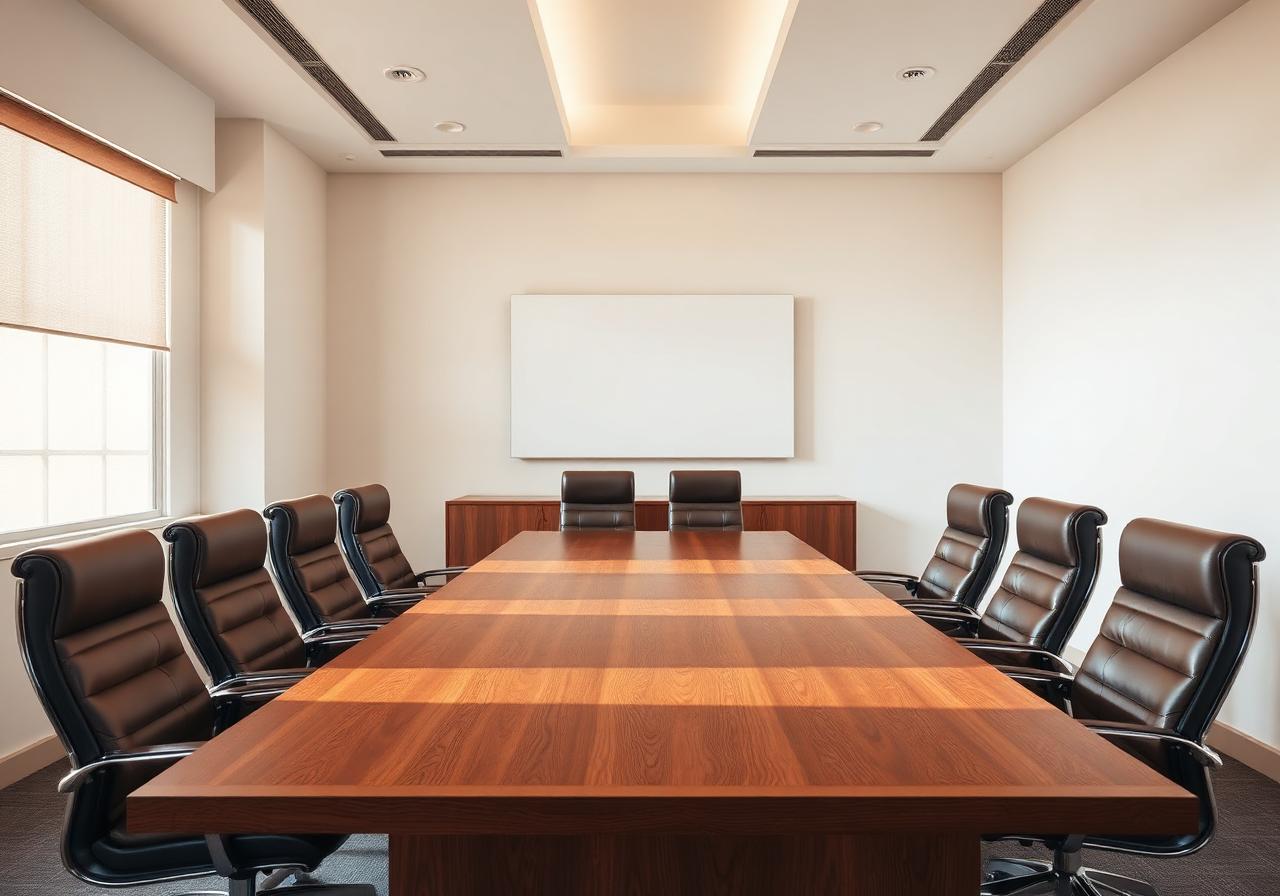 Modern boardroom representing court-appointed business stewardship